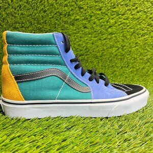 Vans Sk8-Hi Mens 7.5 Womens Size 9 Black Blue Green Skate Walking Shoes Sneakers